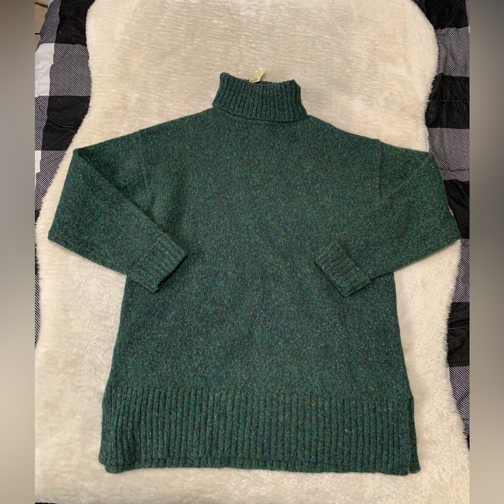 Express Tricot Turtleneck Sweater‎ Womens Small Green Wool Pullover Long Sleeve